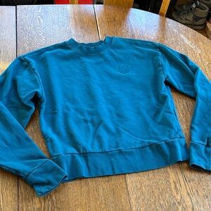 Topo Designs Pullover Sweatshirt Women’s Size S Blue Crop Fit Long Sleeve